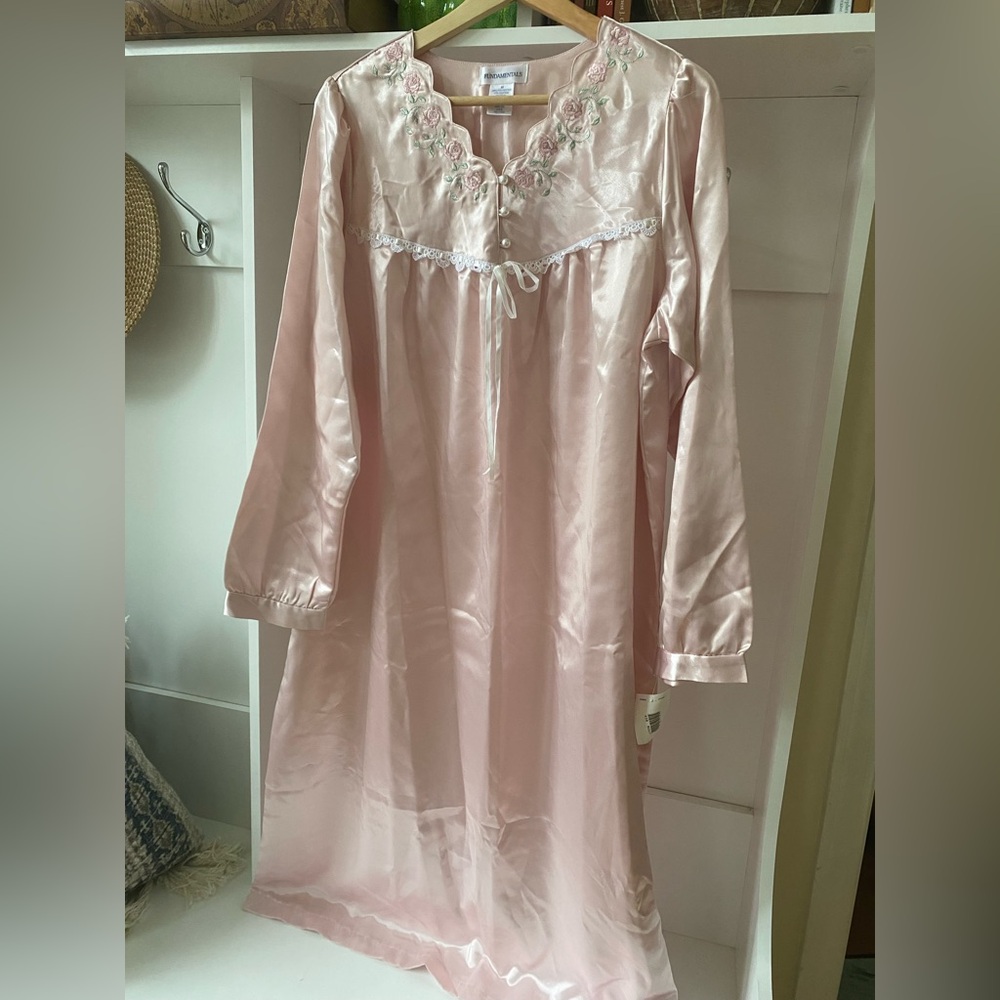 Elegant Pink Satin Nightgown